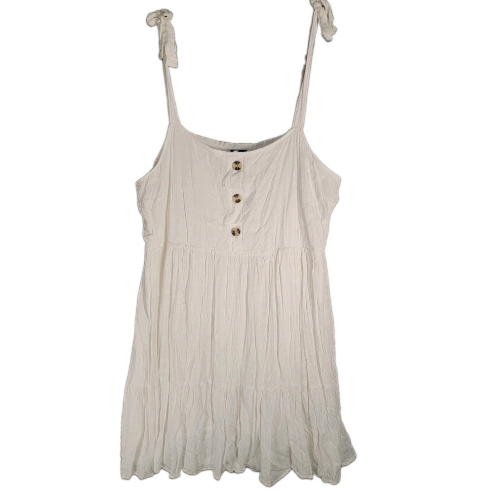 Torrid Dress Womens 3 3X 22-24 White Gauze Tie Strap Tiered Babydoll Sundress